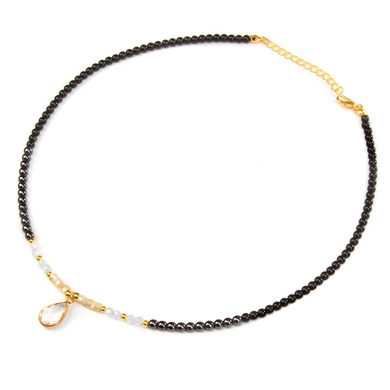 Elegant Geometric Alloy natural stone glass Pendant Necklace In Bulk