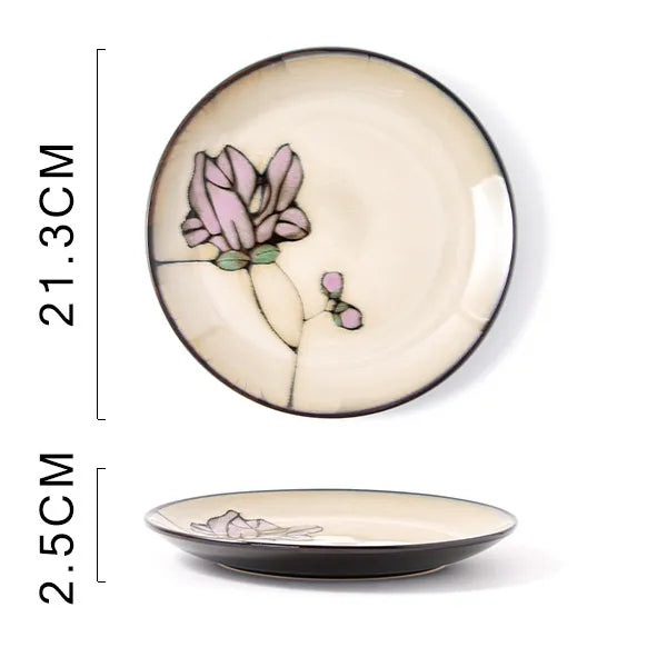 Retro Solid Color Flower ceramics Tableware 1 Piece