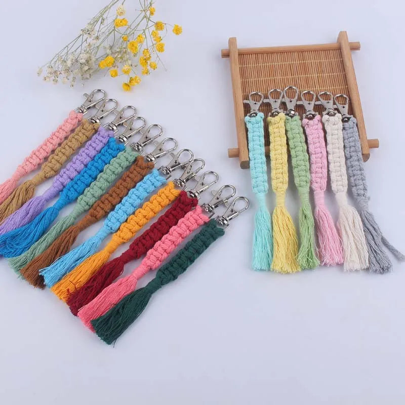 simple style korean style solid color cotton unisex bag pendant keychain