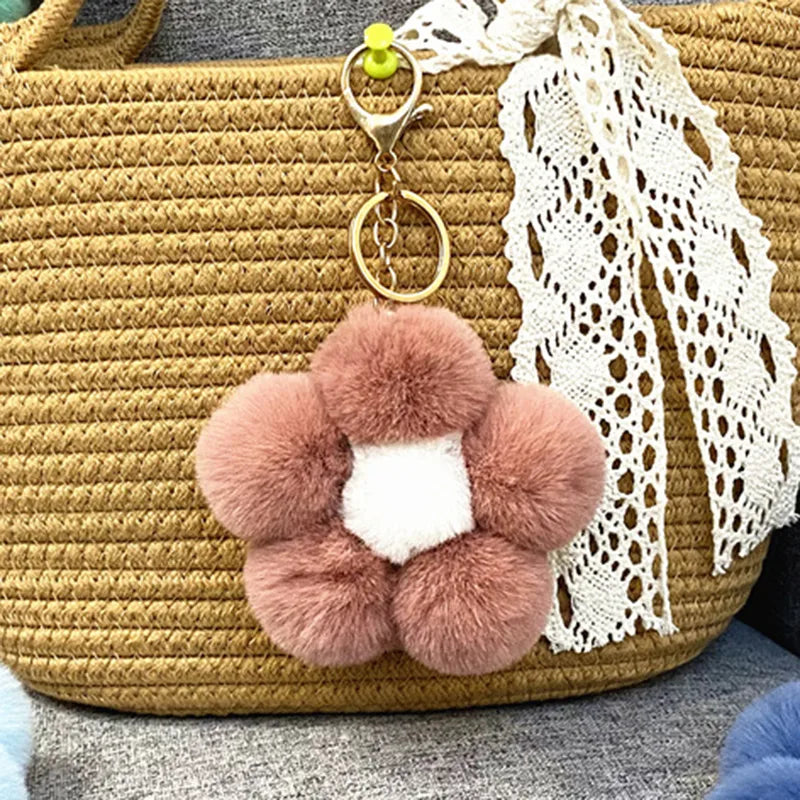 cute flower metal keychain