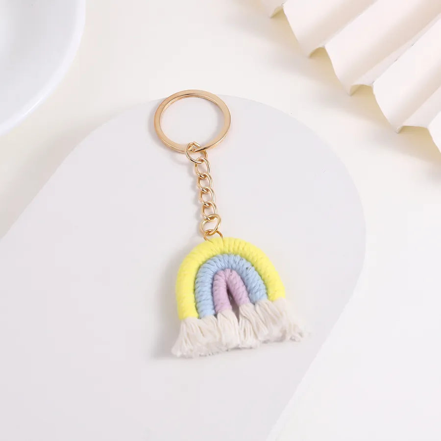 Fashionable Sweet Rainbow Knitted Keychain Pendant Accessory New Arrival Jewelry Handcrafted Tassel Irregular Design Personality