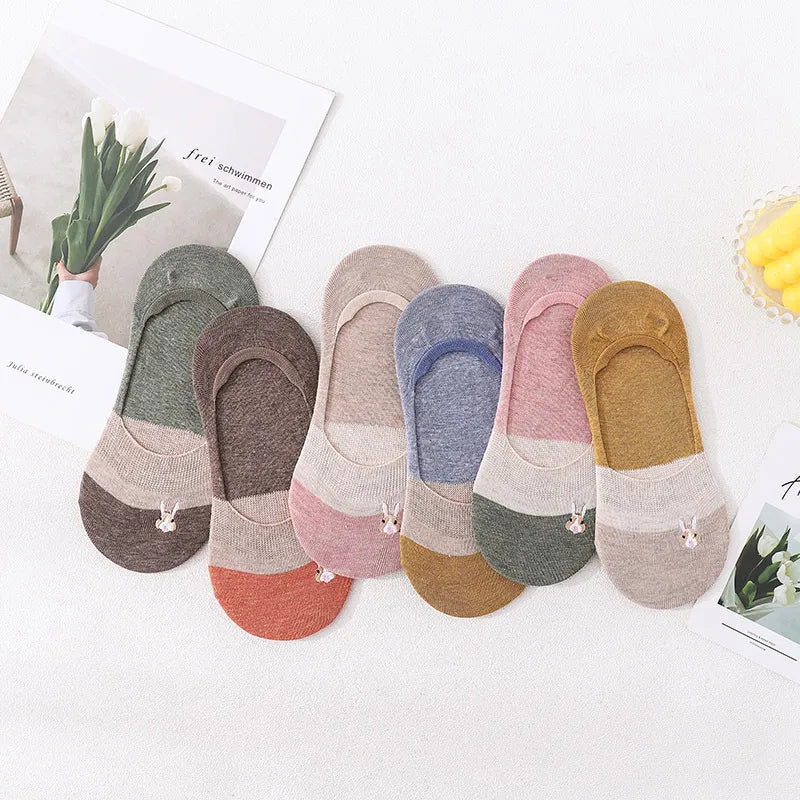 new bunny color matching invisible breathable thin women's socks