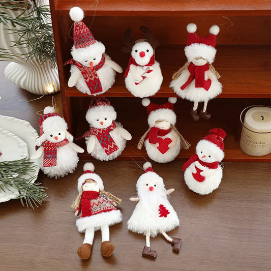 Bestselling Plush Christmas Decoration Red Snowman Christmas Tree Ornament Desktop Display Modern Artistic Festive Decor