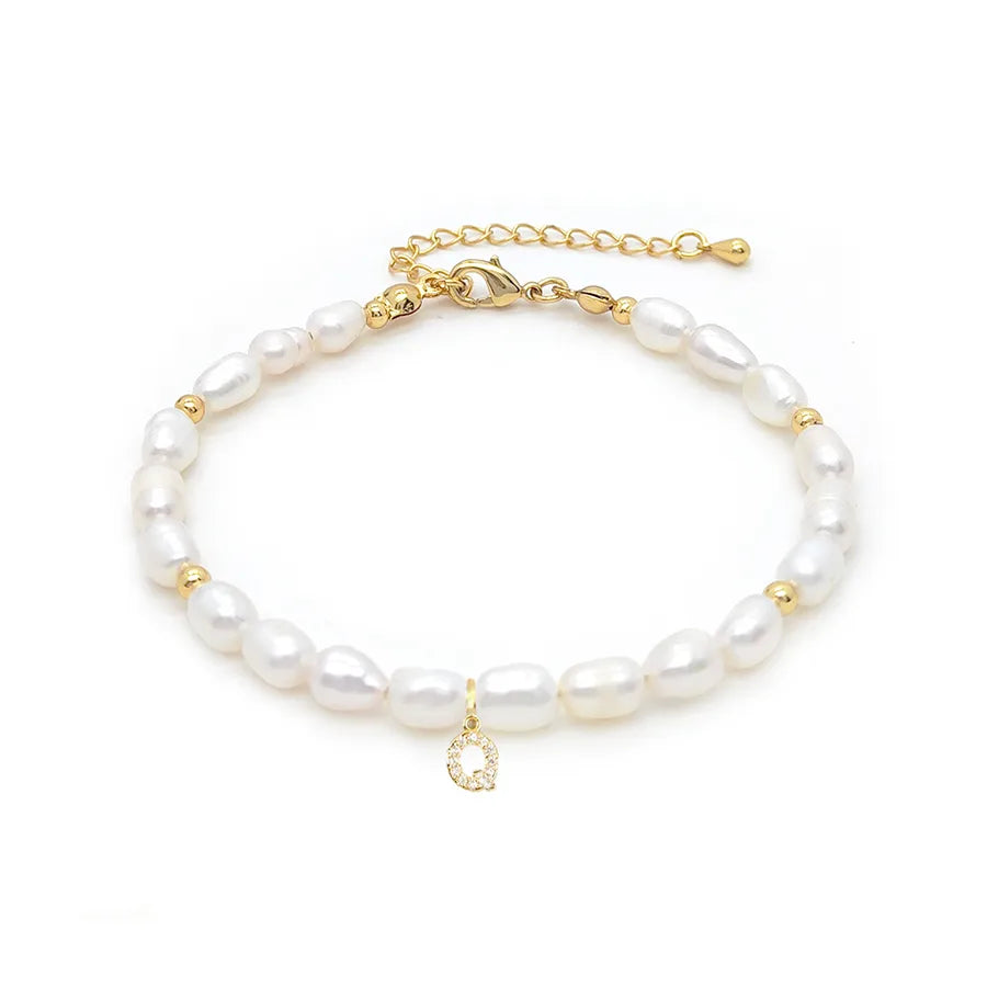 lady letter freshwater pearl beaded knitting bracelets