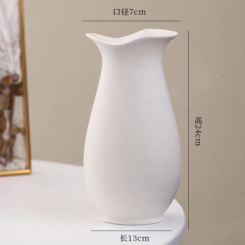 Simple Modern Star Ceramic Vase Ornaments Living Room White Porcelain Fresh Dried Flower Creative Ceramic Flower Set
