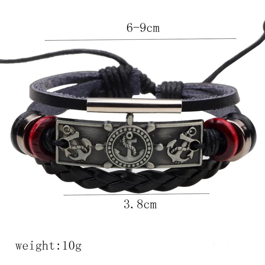retro cross pu leather alloy braid unisex bracelets