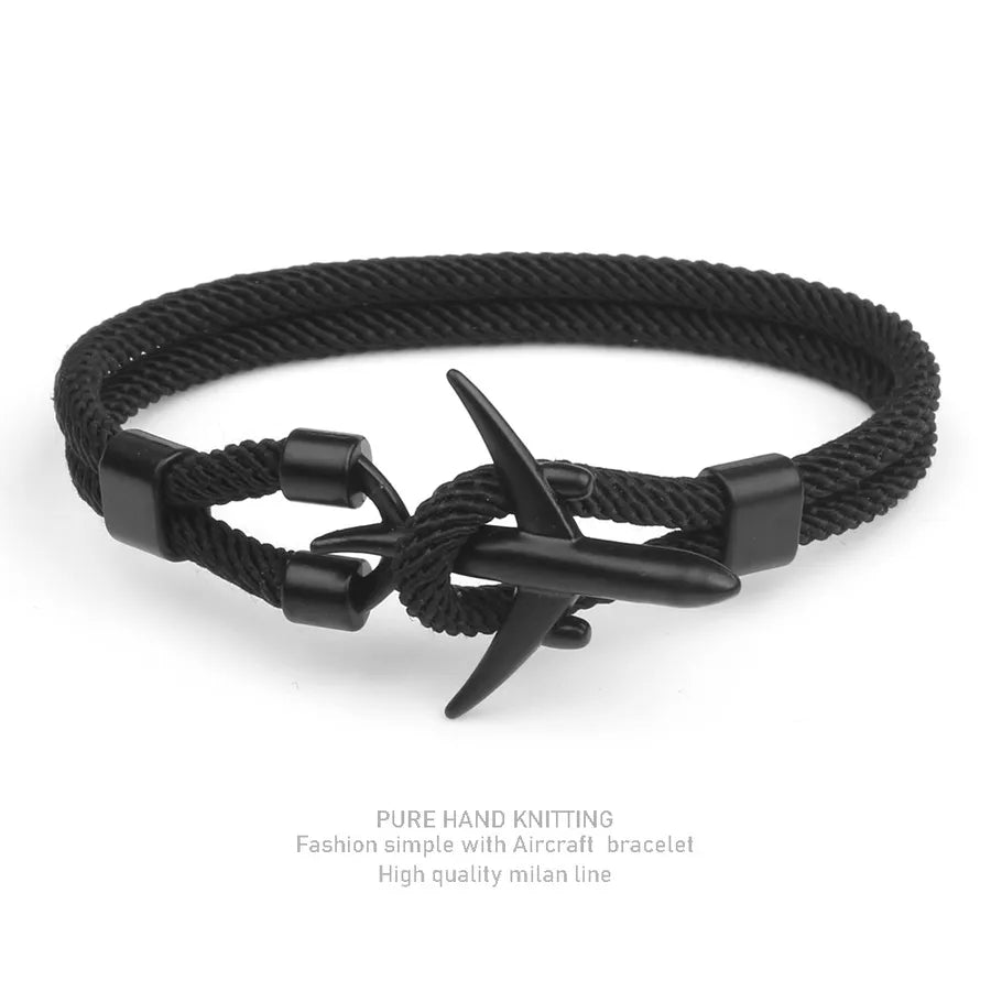 simple style geometric alloy polyester plating men's bracelets
