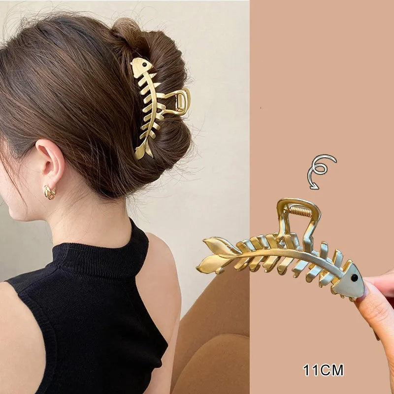 simple style sector shell rectangle imitation pearl rhinestone metal hair claws