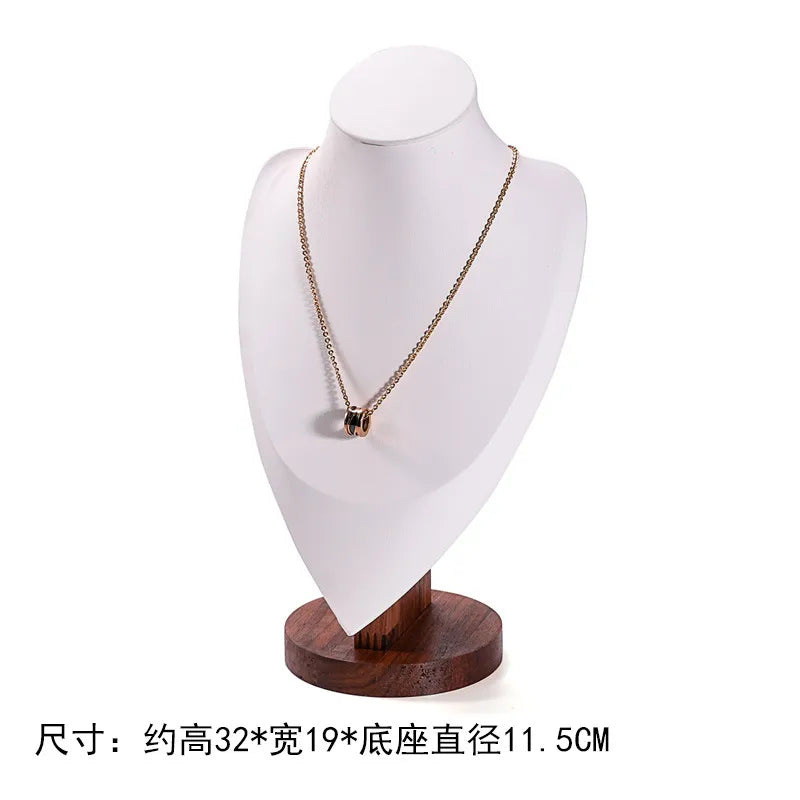 Walnut Wood Necklace Display Stand Portrait Neck Model Jewelry Stylist Showoff High-End Sensation Integrated Design Display Rack