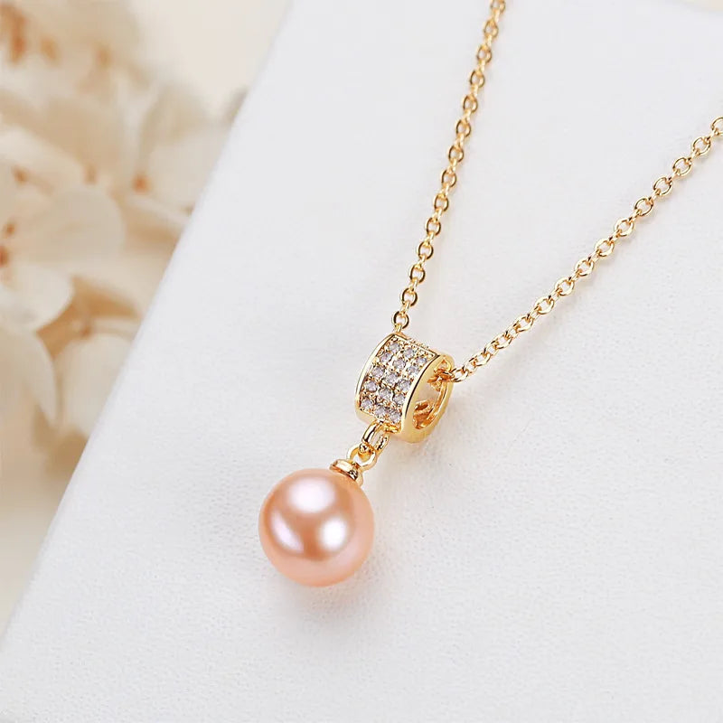 Freshwater Pearl Zircon cable chain Plating Inlay Round Necklace