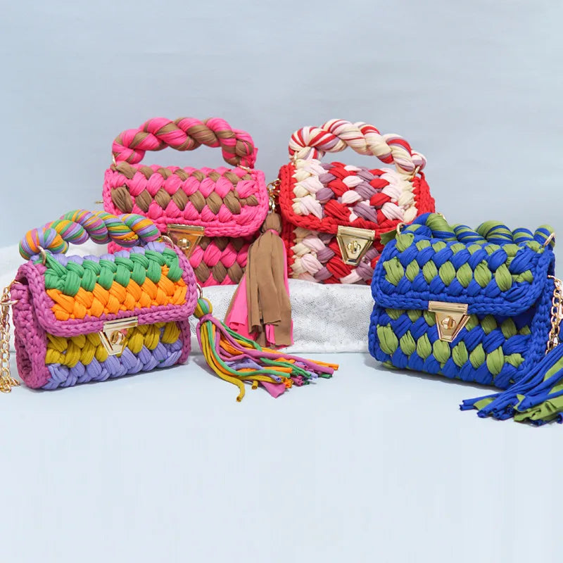 women's polyester color block elegant ethnic style square lock clasp handbag