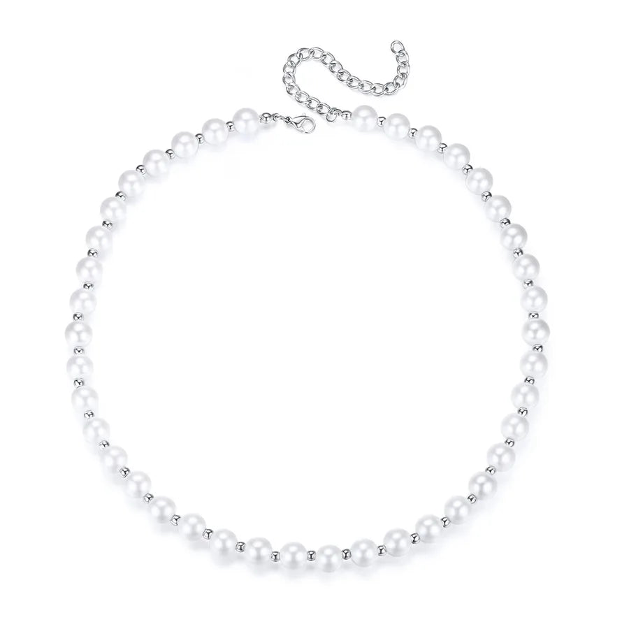 Classical Simple Style Color Block Alloy obsidian Beaded Chain Beaded Necklaces Wholesale