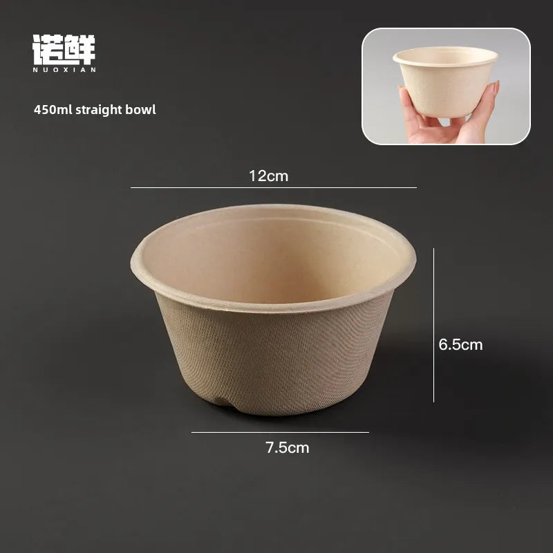 Disposable paper bowl tableware set paper bowl commercial household bowl degradable whole box disposable round bowl