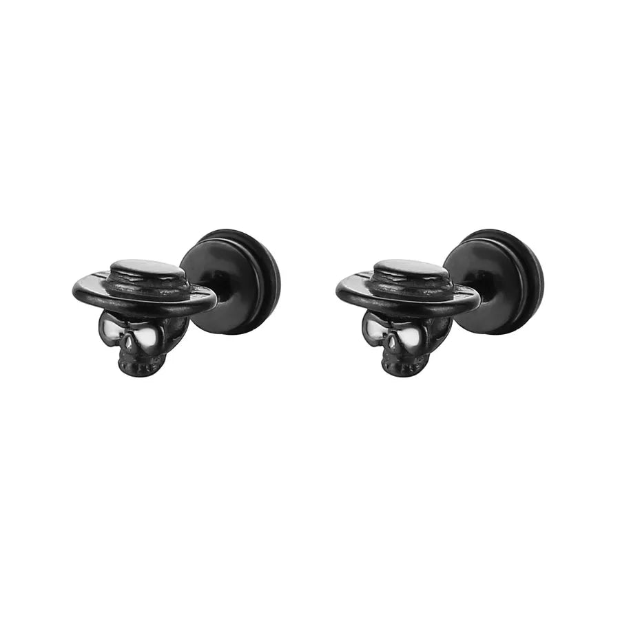 1 Pair Halloween Fashion Skull Plating Stainless Steel Ear Studs