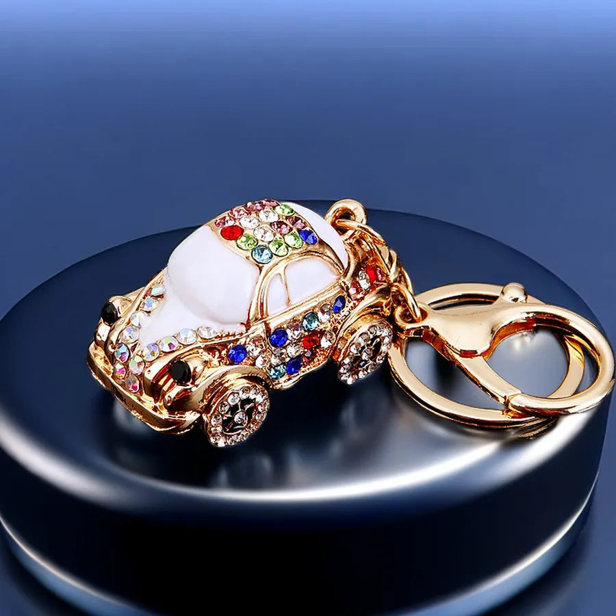 cute car metal diamond women's bag pendant keychain