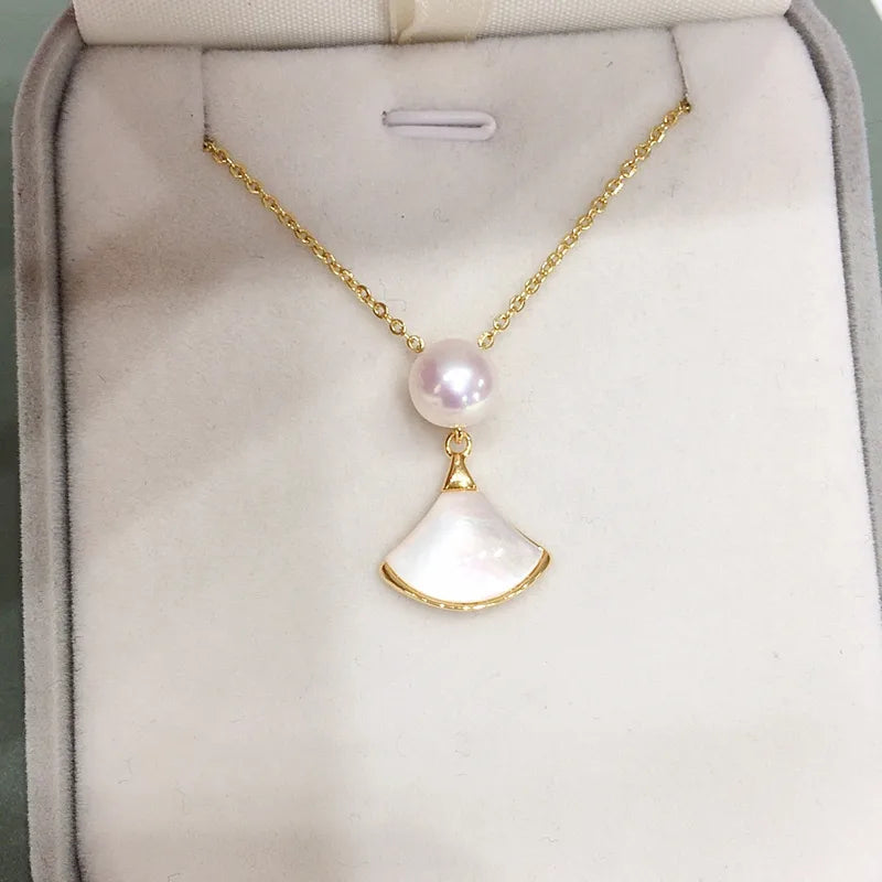 Zhuji Pearl Small Skirt Natural Freshwater Pearl Pendant Seashell Mother-of-pearl Dance Skirt Pearl Necklace Gift Wholesale