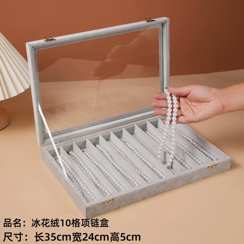 Large Capacity Dustproof Necklace Storage Box Snake Bone Chain Jewelry Display Case Hand Bracelet Earring Organizer Box