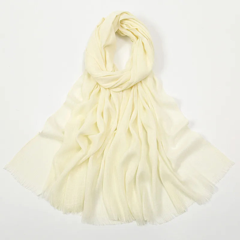 Unisex Simple Style Solid Color Slub Cotton Tassel Scarf