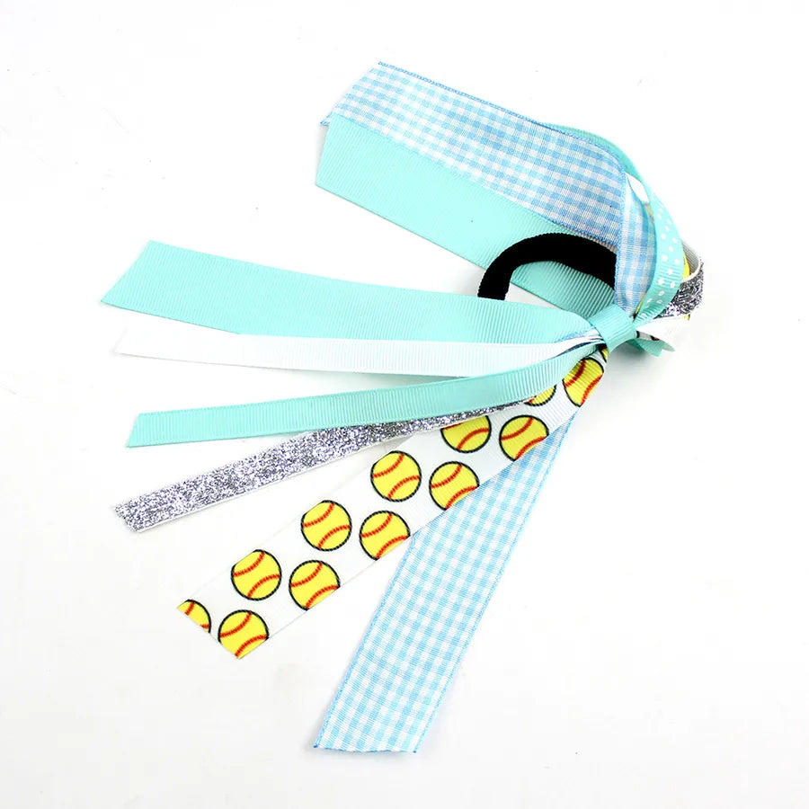 Amazon's Hottest Cheer Ribbon Football Baseball Hair Accessories Game Day Decoration Cheerleading Headdress Ponytail Decoration