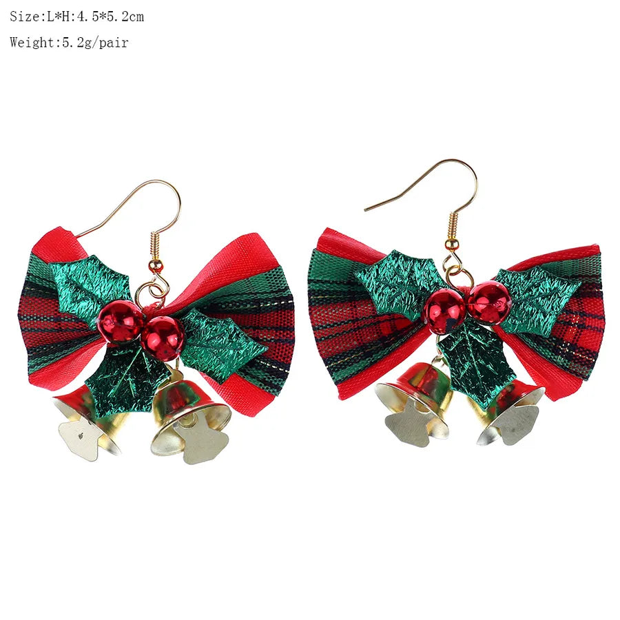 Mini Christmas Bell Butterfly Knot Cotton Fabric Earrings Women's Sweet Creative Festive Jewelry Animal Zodiac Design
