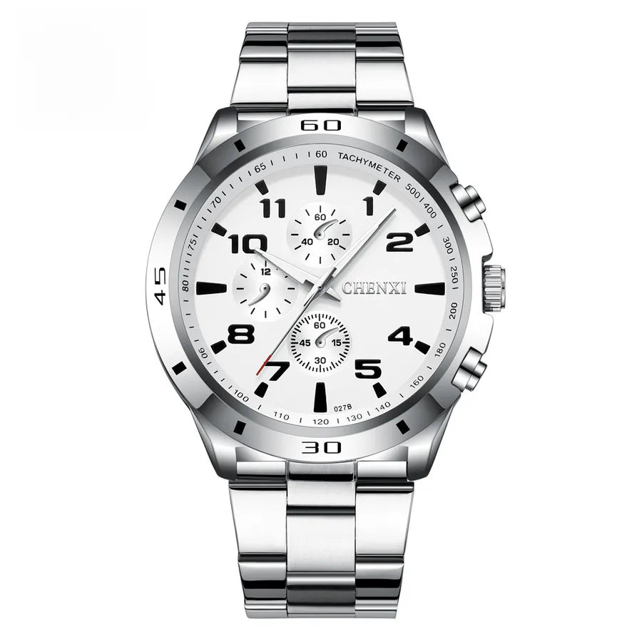 Dawn Hot Business Watch Luminous Waterproof Quartz Watch 027B Wholesale Three Eyes Decoration Men's Sports Watch