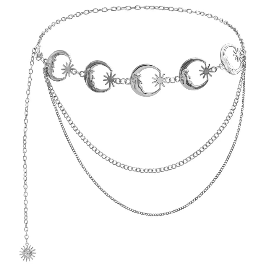 Foreign trade atmosphere metal pendant waist chain women's accessories new fashion hot girl body chain dress belt chain