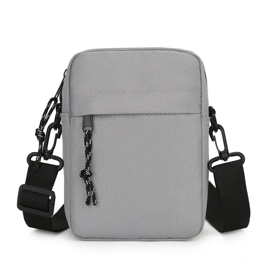 Men's Solid Color Oxford Cloth Zipper Crossbody Bag
