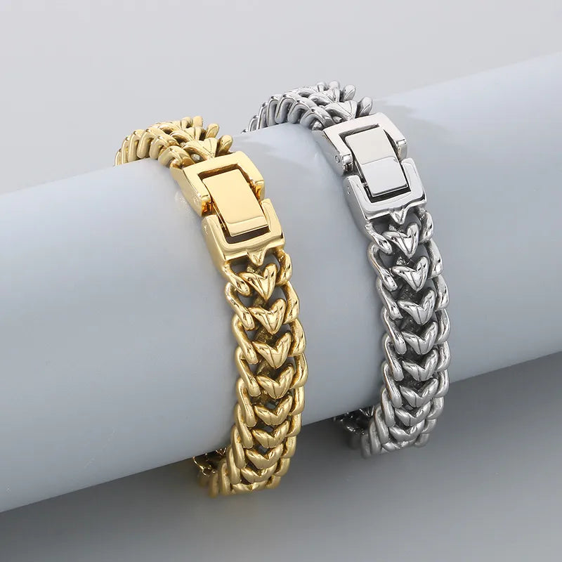 Hip-Hop Retro Geometric Solid Color 304 Stainless Steel Men's Bracelets Men Chain Bracelets