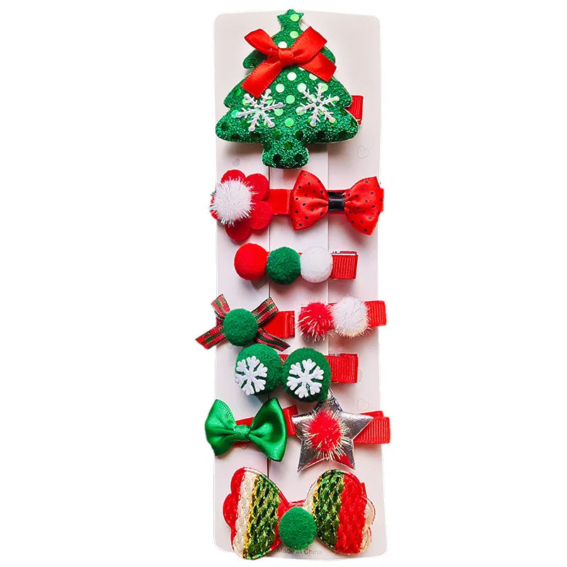 Christmas Christmas Bow Knot Cloth Metal Party Hairpin