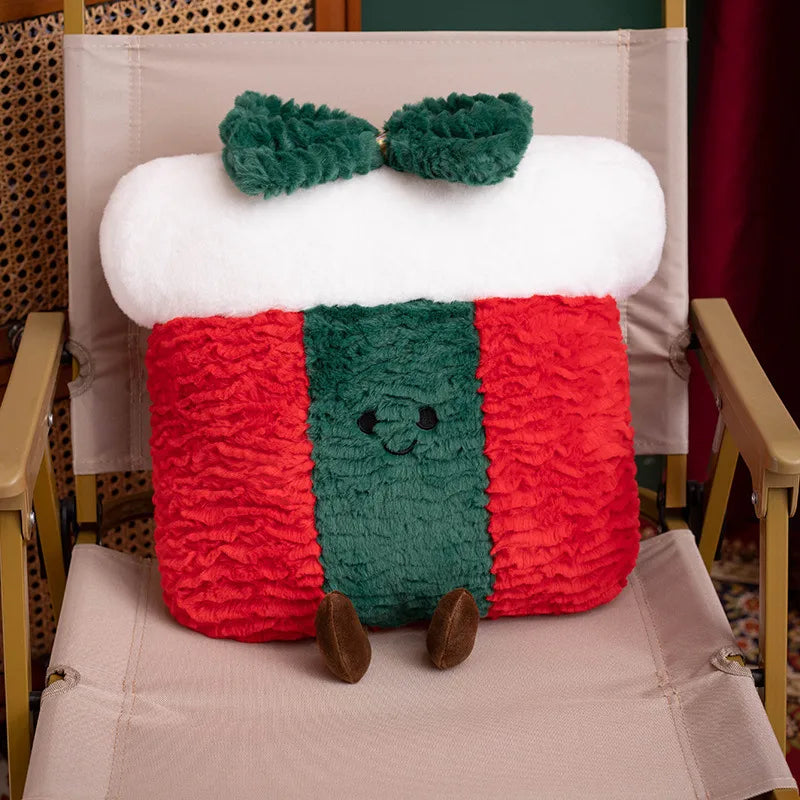 Christmas Decorative Cushion Santa Claus Toy Apple Peaceful Fruit Christmas wreath Cushion Gingerbread Man Cartoon Style