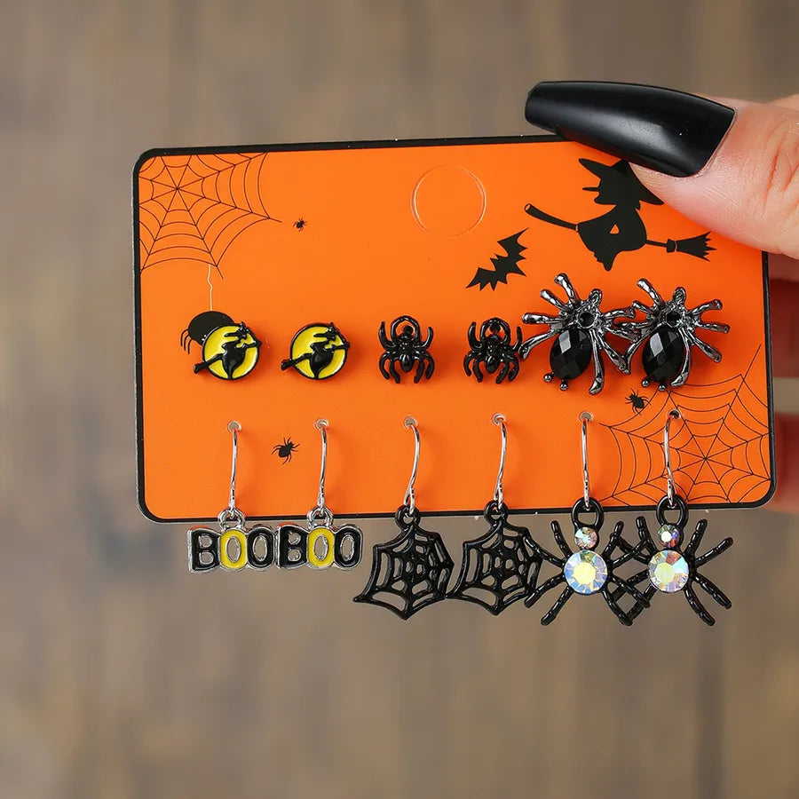 Halloween Horror Atmosphere Spider Pumpkin Skull Ear Cuff Combo Festive Ear Studs Set Unisex Original Design Alloy Jewelry