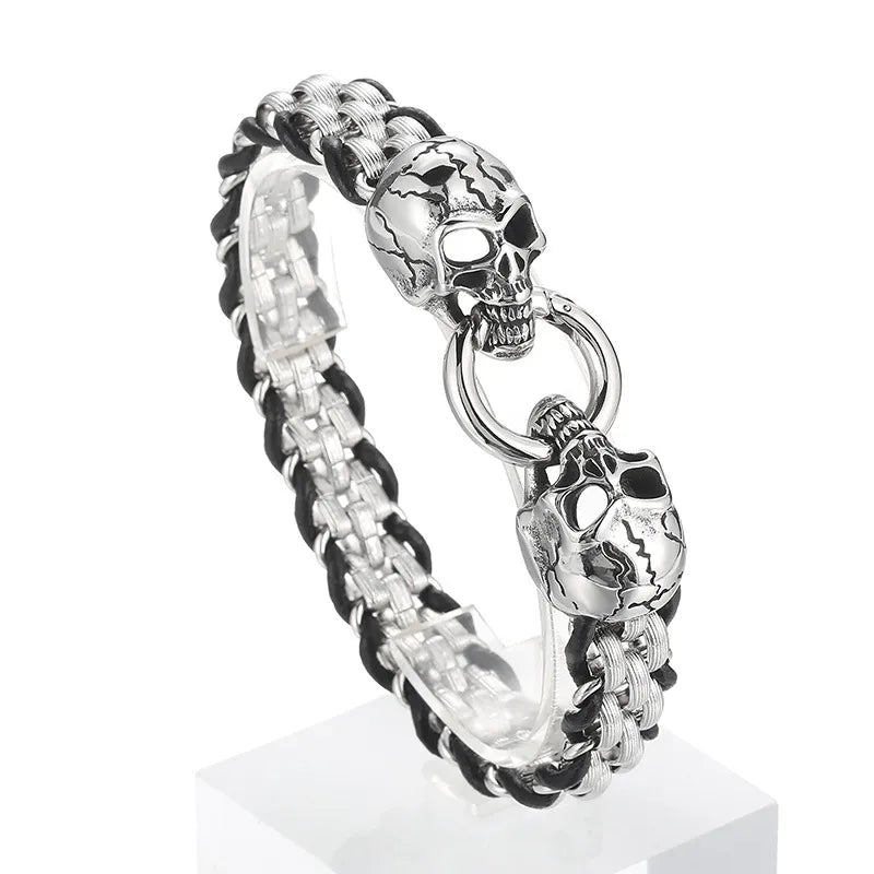 Punk Skull Titanium Steel Stoving Varnish Halloween Men's Bracelets
