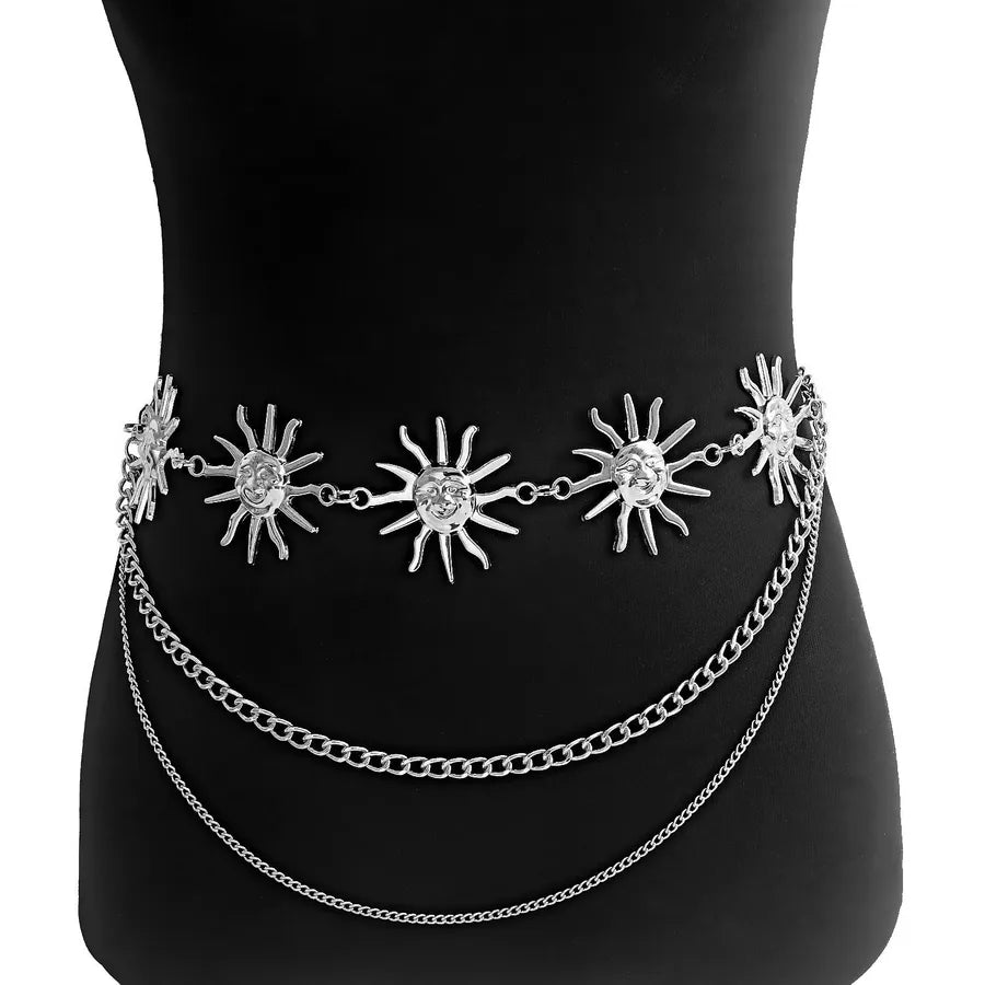 Foreign trade atmosphere metal pendant waist chain women's accessories new fashion hot girl body chain dress belt chain