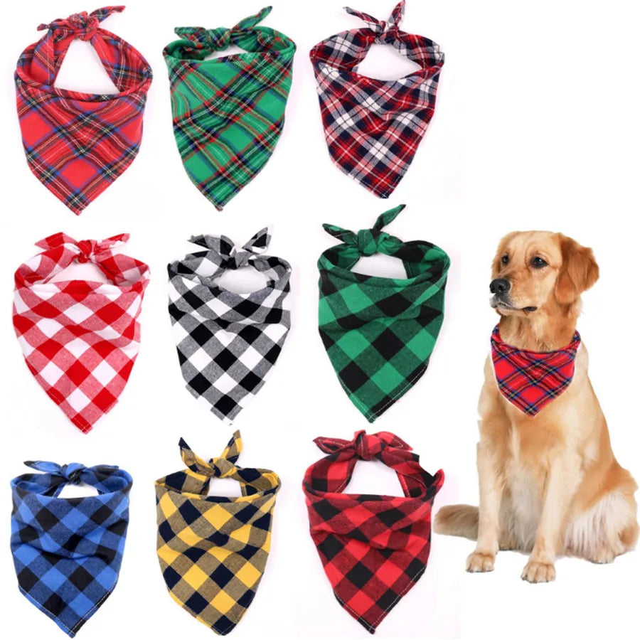 retro cotton christmas lattice pet saliva towel
