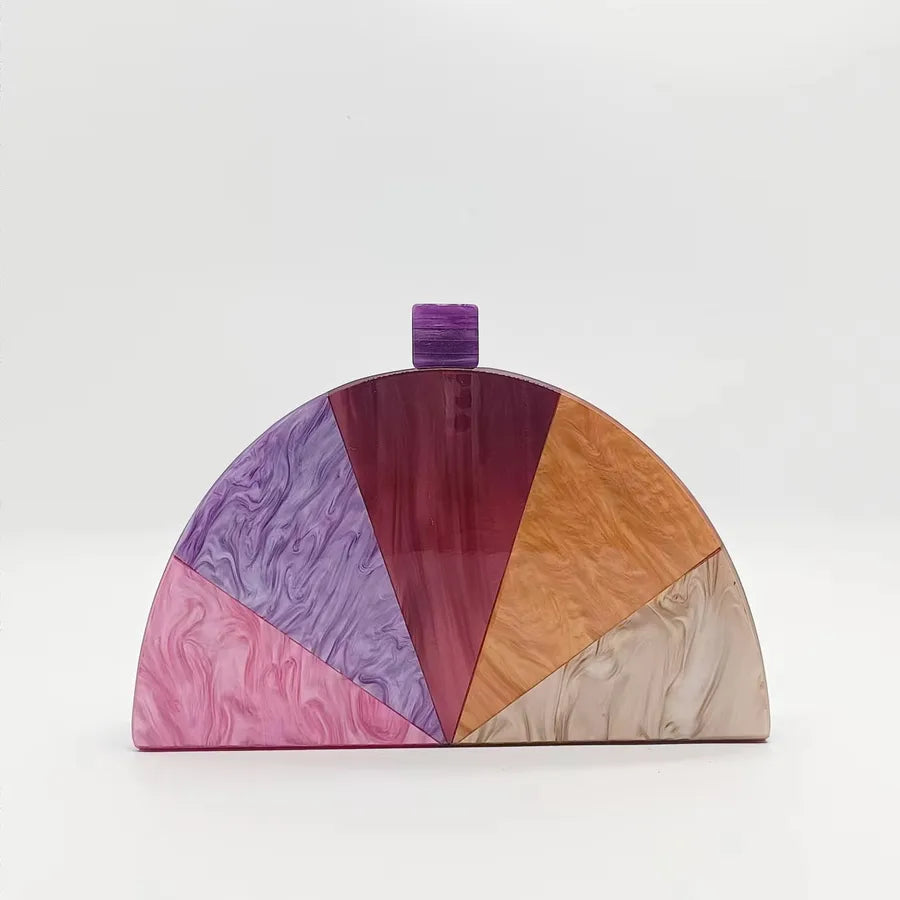 Arylic Color Block Semicircle Evening Bags