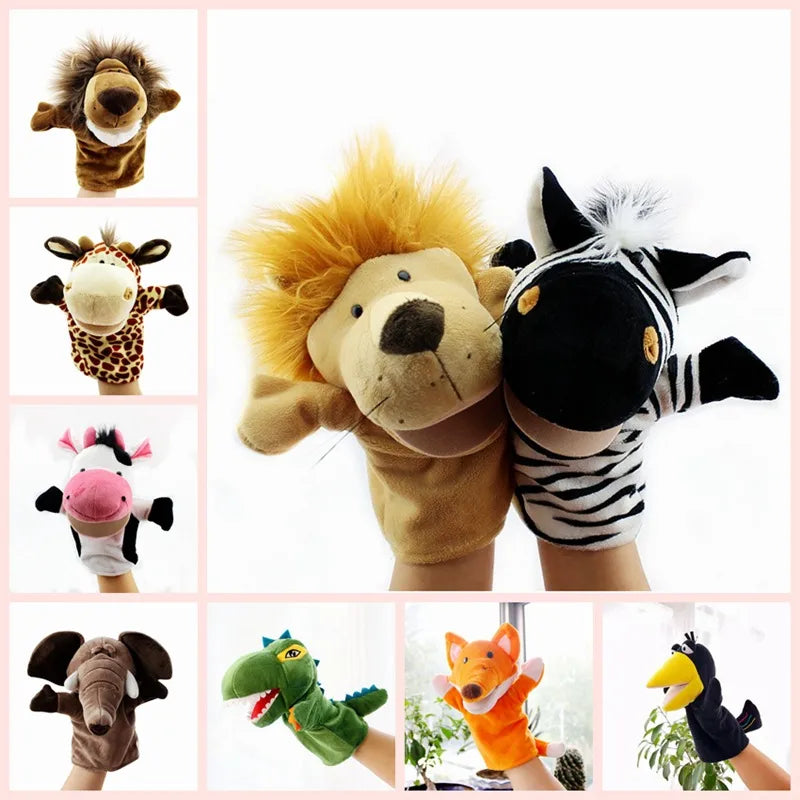 Can open mouth cartoon animal plush hand puppet parent-child toy mouth can move a variety of styles  spot mixed batch