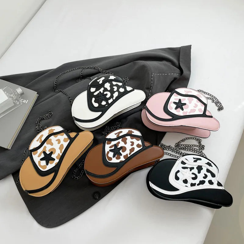 Fashionable Ladies' PU Leather Shoulder Bag Versatile Hat Shape Crossbody Bag Stylish Print Elements Round Ball Shaped Bag