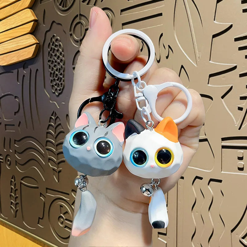 Cartoon Style Cat Resin Couple Unisex Keychain