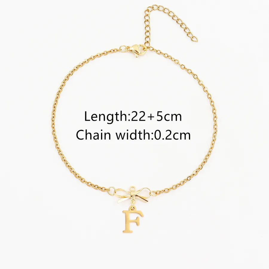 Wholesale Jewelry Elegant Simple Style Classic Style Letter Bow Knot 201 Stainless Steel 304 Stainless Steel Copper Anklet