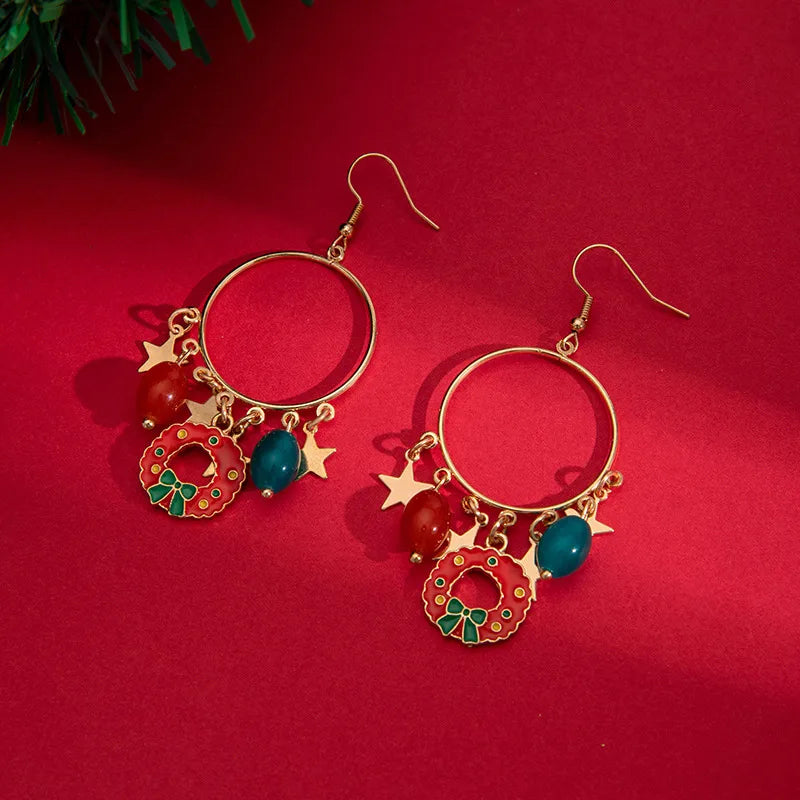 Christmas Bell Beads Colorful Minimalist Design Sensation Earrings Geometric Pattern Alloy Christmas Style For Women