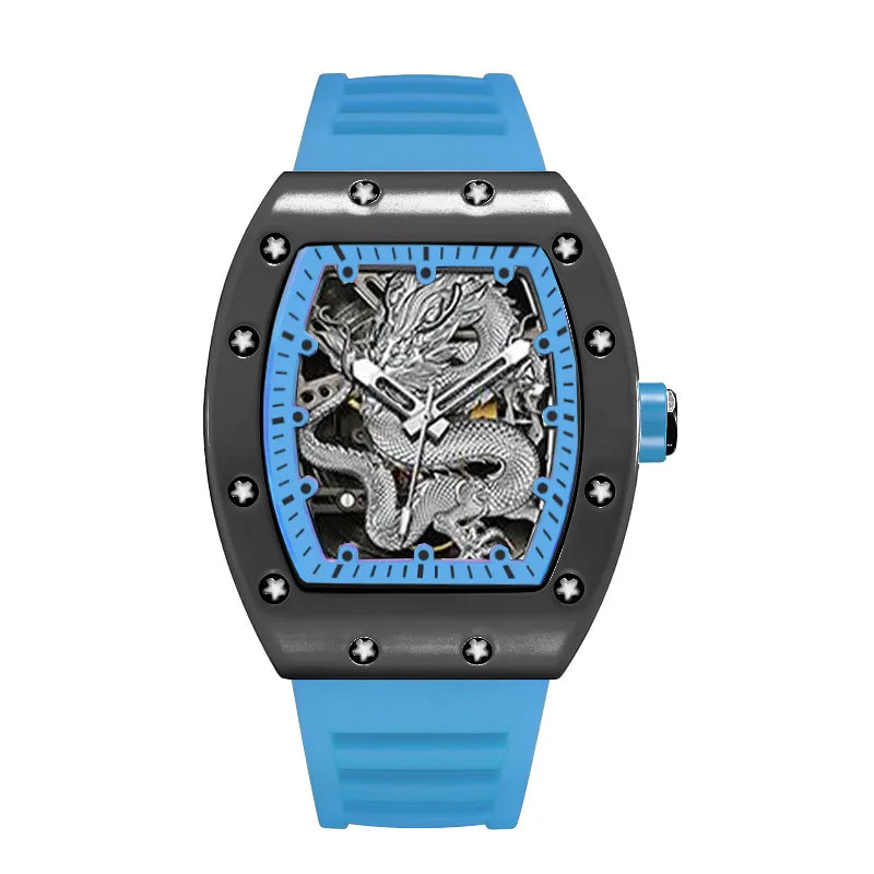 ZIDO brand new domineering high value fashion trend luminous waterproof barrel men's watch silver dragon