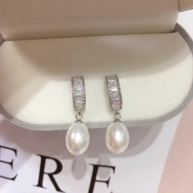 Source origin Zhuji natural freshwater pearl earrings women's 18K gold light luxury high-grade zircon earrings wholesale