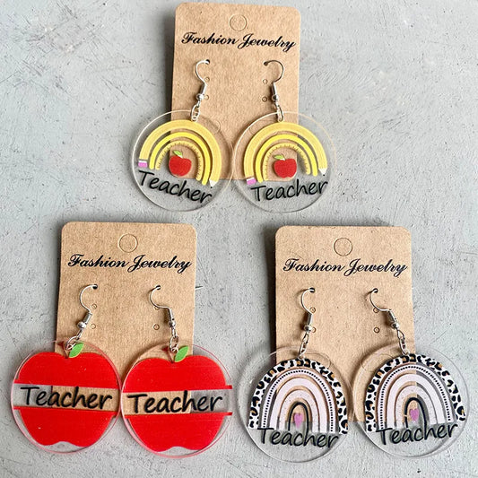 1 pair simple style letter rainbow fruit arylic ear hook