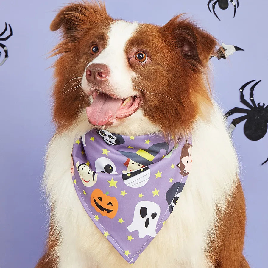 Halloween Pet Costume Saliva Towel High Definition Digital Print Dog Triangular Scarf Pet Decorative Neck Warmer Polyester