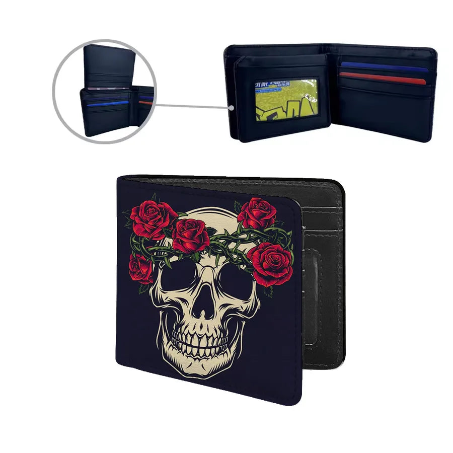 Men's Skull Pu Leather Flip Cover Wallets