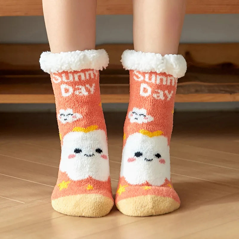 Christmas Sweet Women's Cartoon Polyacrylonitrile Fiber Crew Socks A Pair