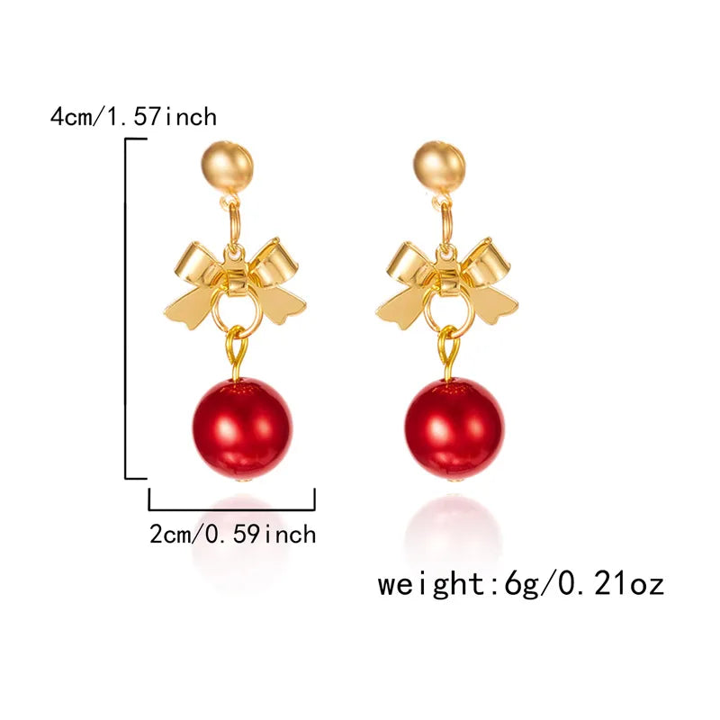 Fashionable Christmas Butterfly Knot Tassel Bell Earrings Elegant Versatile Alloy Iron And Copper Post Earrings