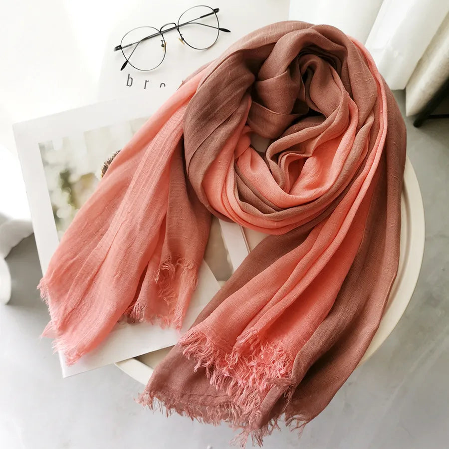 women's elegant gradient color cotton scarves & gloves