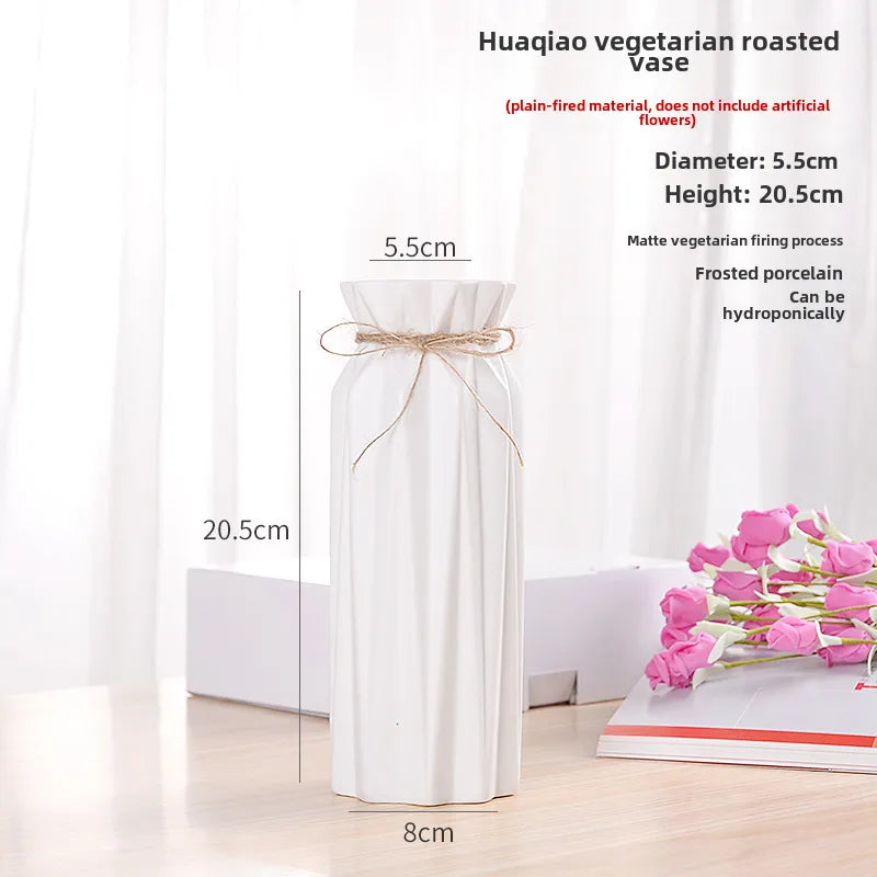 Simple Modern Star Ceramic Vase Ornaments Living Room White Porcelain Fresh Dried Flower Creative Ceramic Flower Set