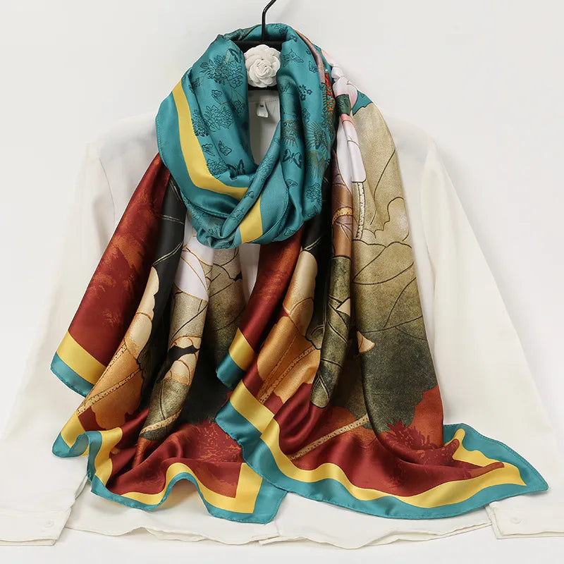 women's lady flower cloud brocade printing scarf